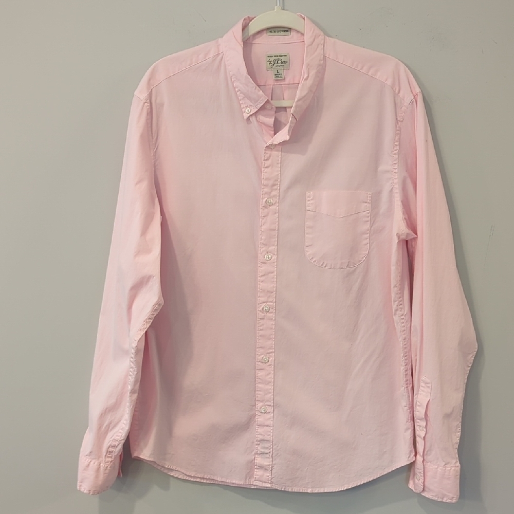 J Crew Men's Pink Button-Down‎ Shirt Slim Untucked size Large Short